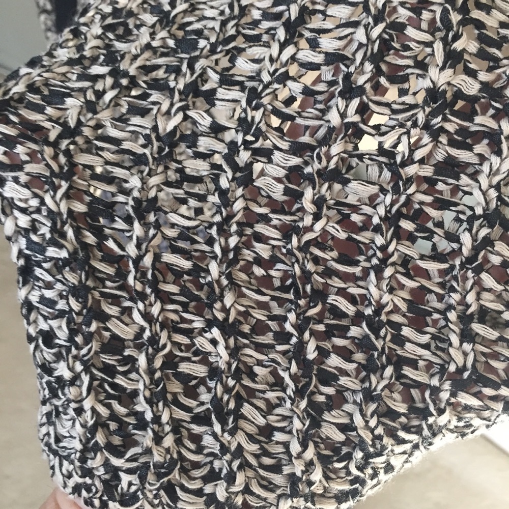 Pam & Gela Lace Up Open Knit Pullover Sweater, L - Picture 7 of 9